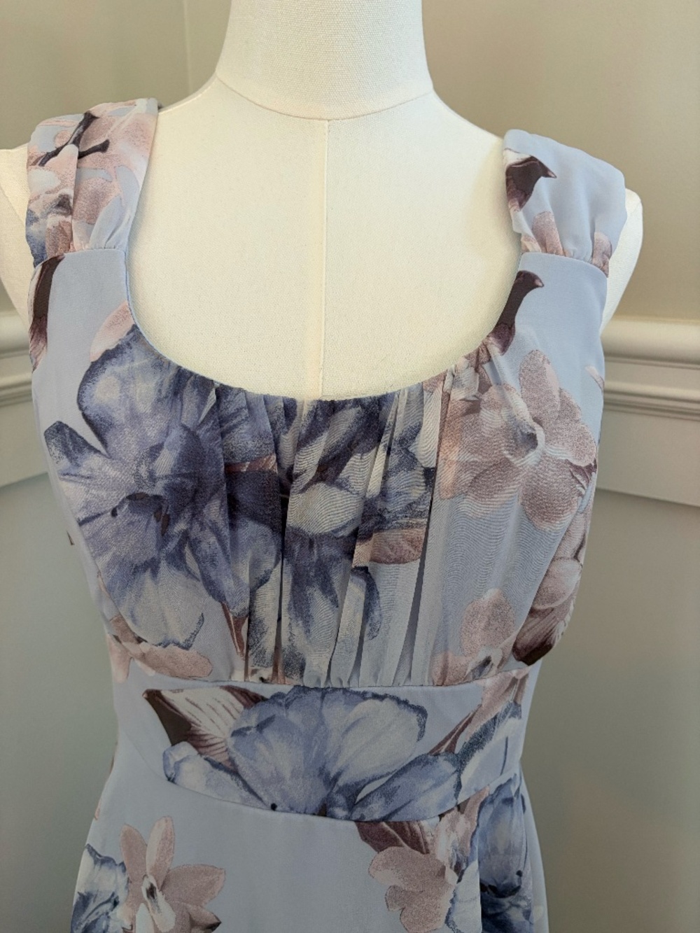 ✨ Connected Apparel Floral Fit & Flare Dress | Size 6 | Soft Blue/Pastel